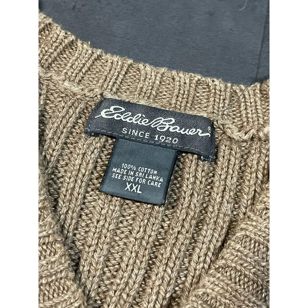 Eddie Bauer Ribbed Crewneck Sweater Cozy Knit Pullover Beige G-100 - Picture 4 of 5